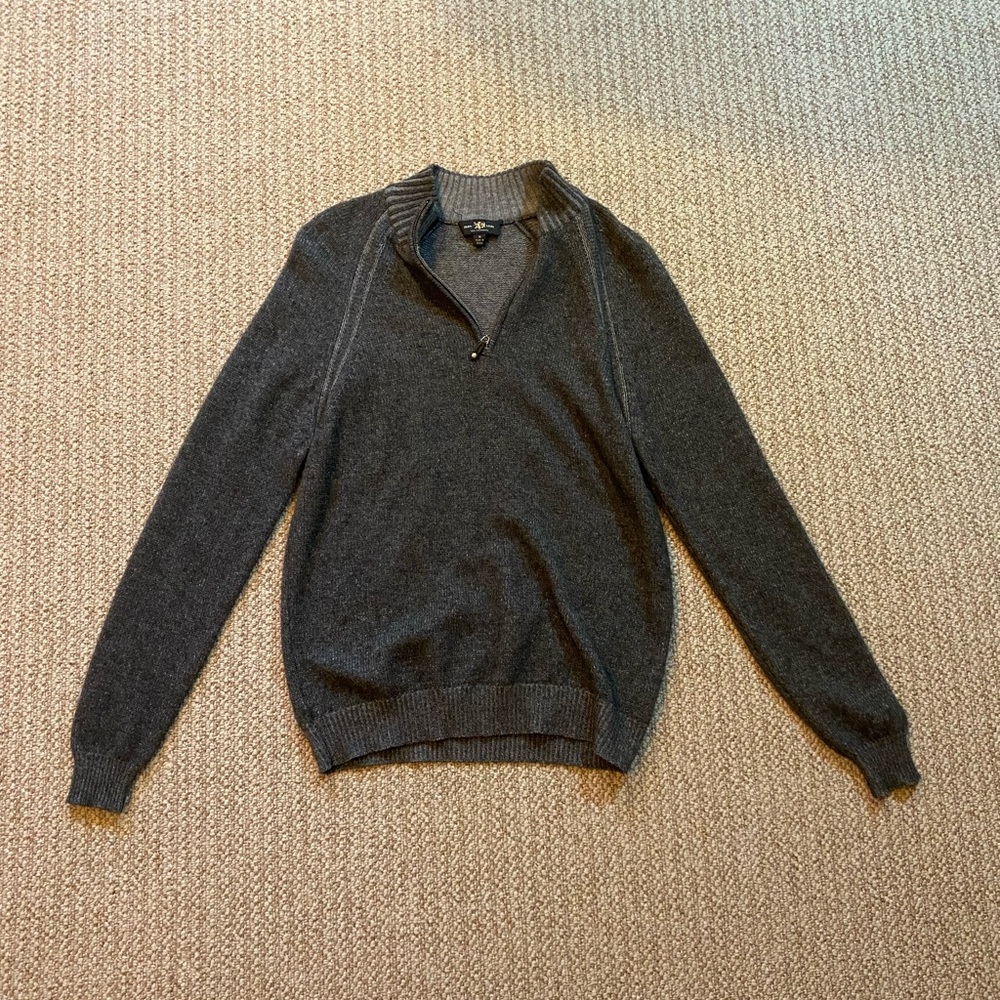 Glen Lyon Men Grey Cashmere Zip Up Sweater Size M